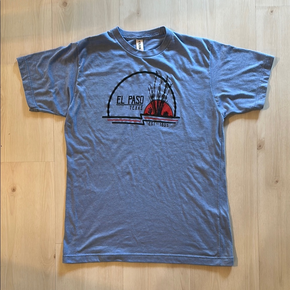 Blue Short Sleeve Tee with El Paso Desert Graphic